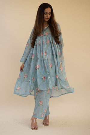 Blue Rose Kaftan Set