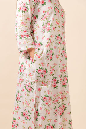 White Floral Kurta With Pant