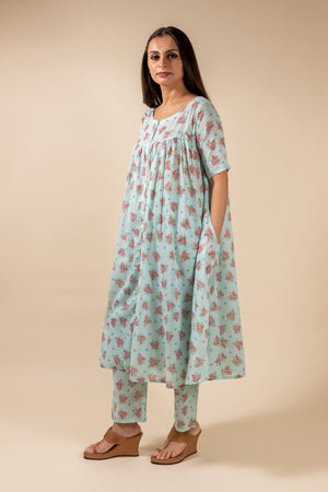 Blue Floral Kurta With Pant