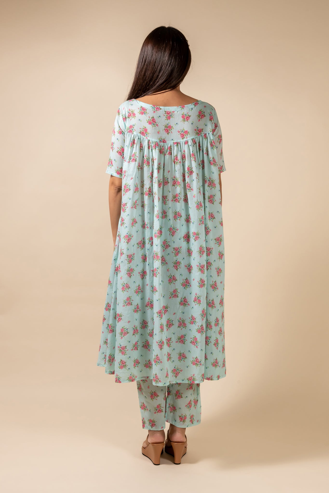 Blue Floral Kurta With Pant