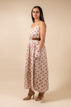 Buy White Pure Hemp Square Neck Floral Printed Maxi Dress For Women by  Pozruh by Aiman Online at Aza Fashions.
