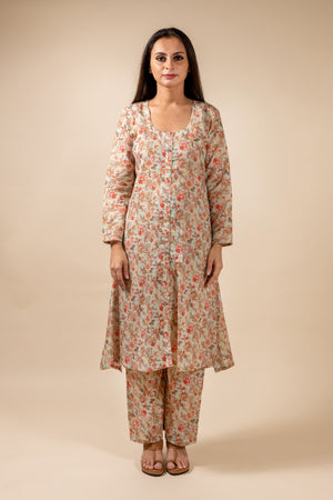 Blue Floral Kurta With Pant