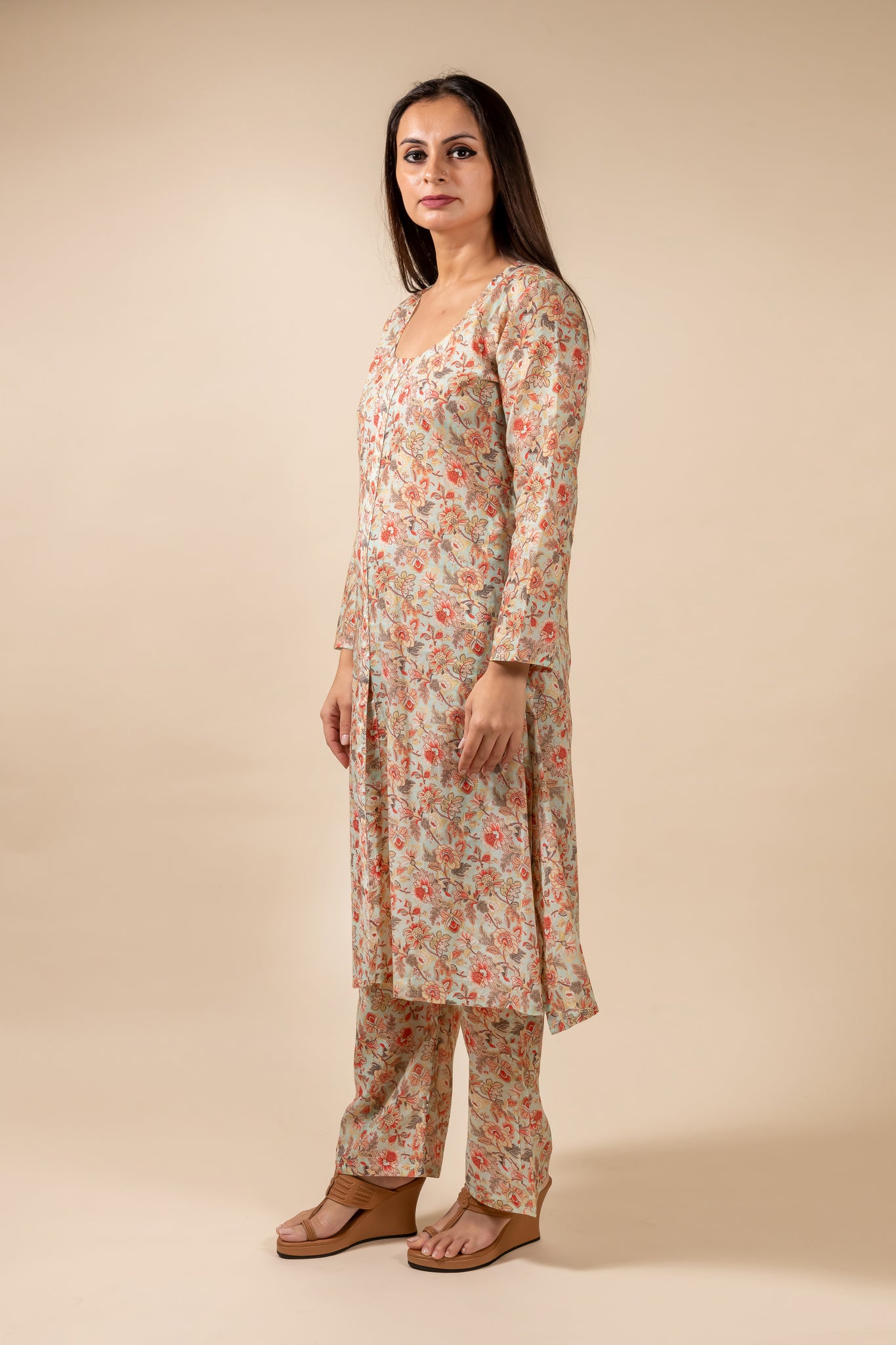 Blue Floral Kurta With Pant