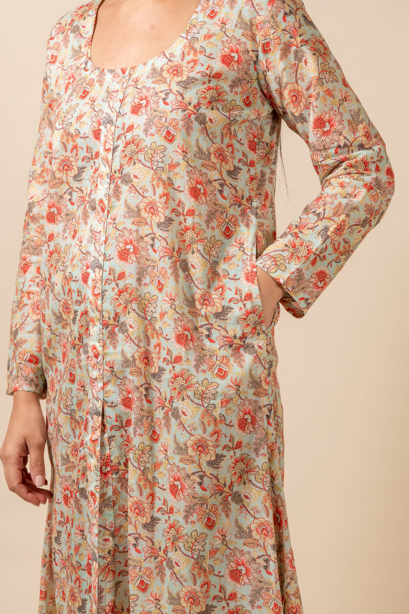 Blue Floral Kurta With Pant