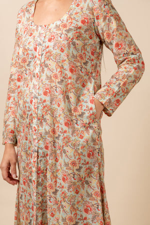 Blue Floral Kurta With Pant