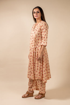 Pink Floral Kurta With Pant