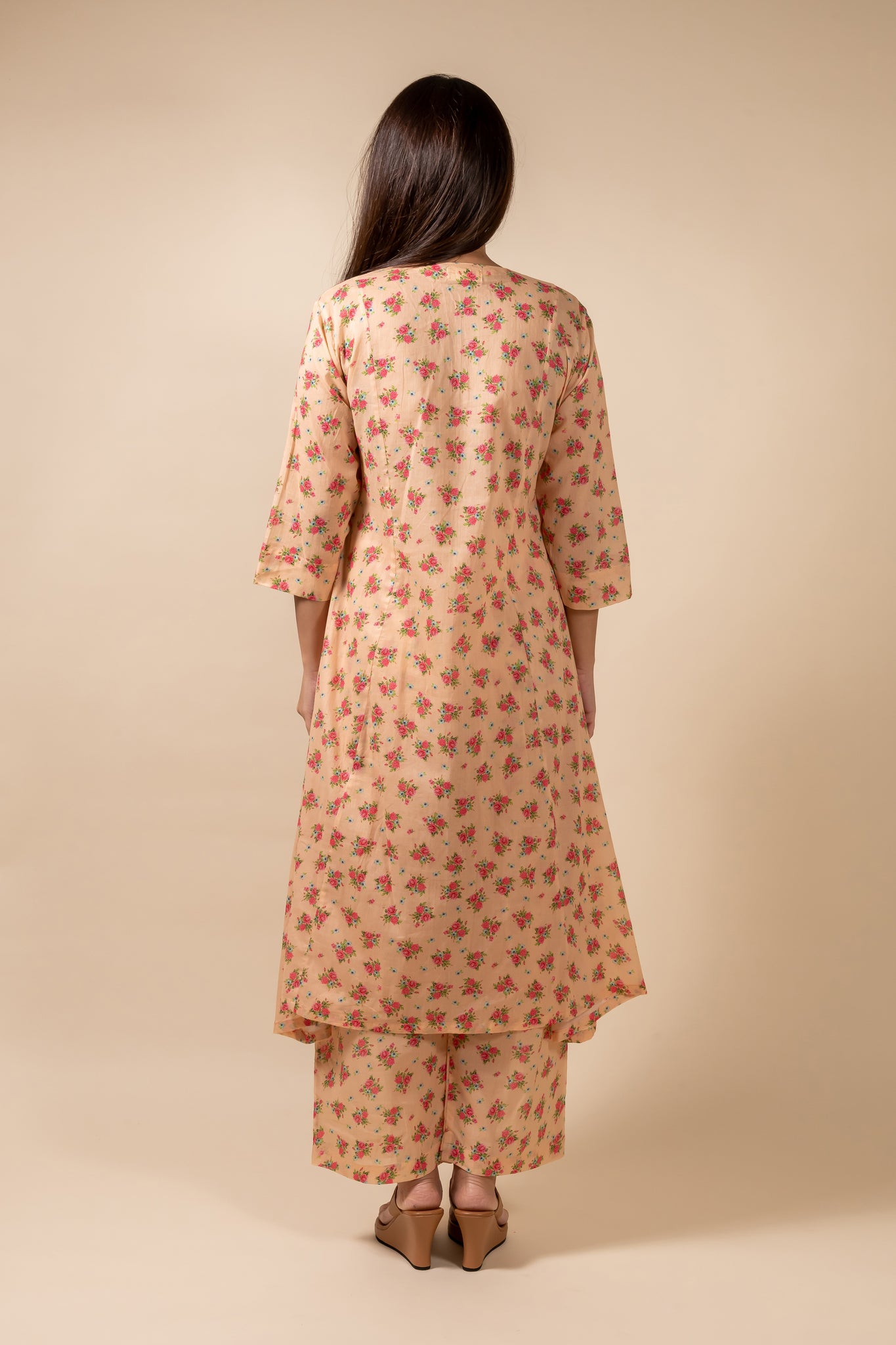 Pink Floral Kurta With Pant