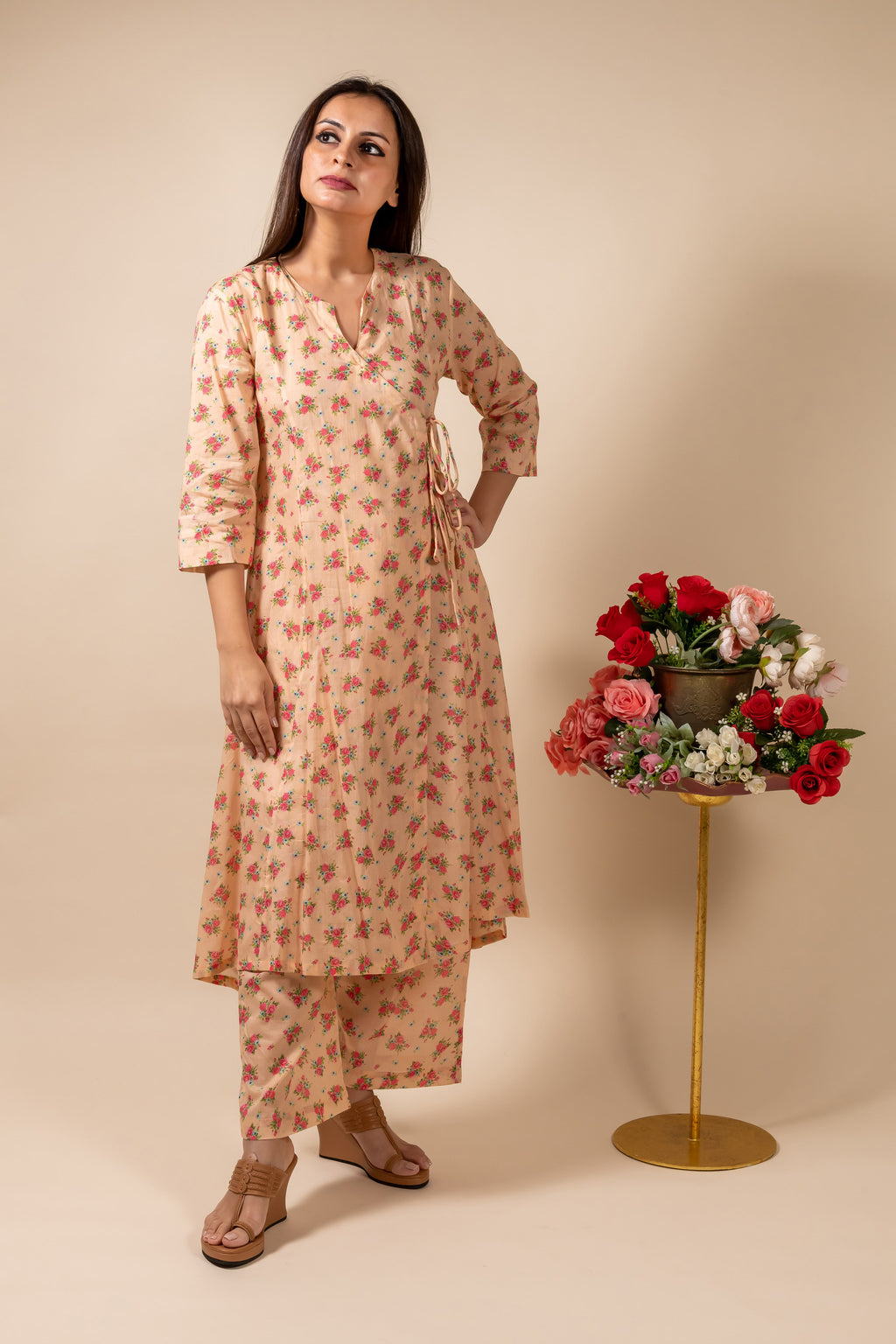 Pink Floral Kurta With Pant